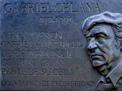 Placa en la casa de Celaya en Prosperidad