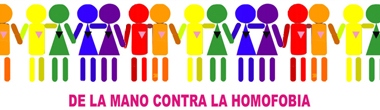 Cartel con la leyenda: de la mano contra la homofobia